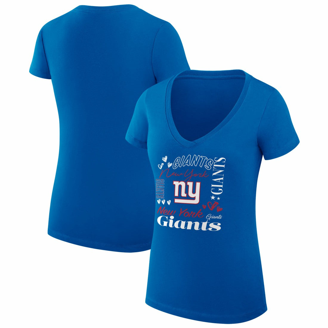 NFL New York Giants G-III 4Her by Carl Banks Women's Super-Slim Fit Lightweight Collage Team V-Neck T-Shirt