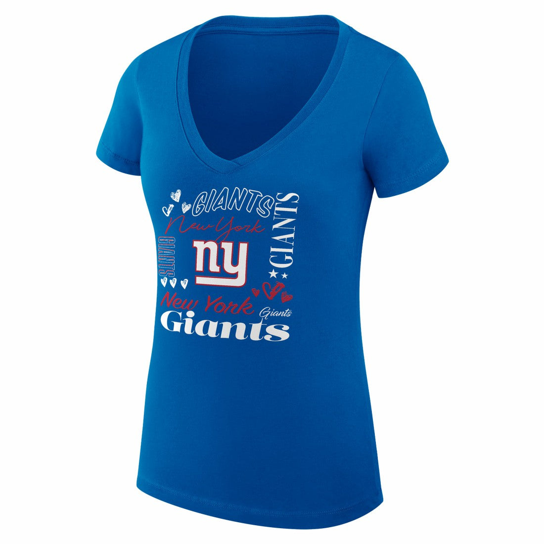 NFL New York Giants G-III 4Her by Carl Banks Women's Super-Slim Fit Lightweight Collage Team V-Neck T-Shirt