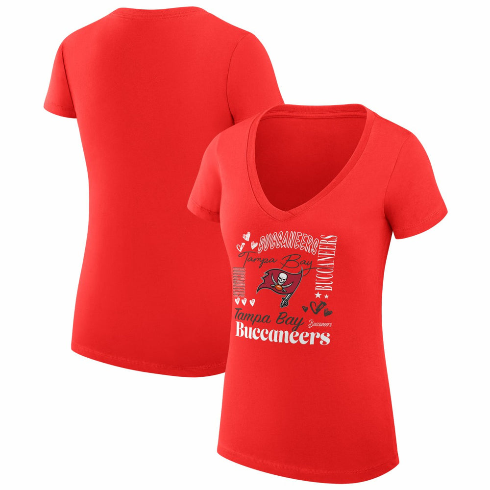 NFL Tampa Bay Buccaneers G-III 4Her by Carl Banks Women's Super-Slim Fit Lightweight Collage Team V-Neck T-Shirt