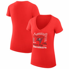 NFL Tampa Bay Buccaneers G-III 4Her by Carl Banks Women's Super-Slim Fit Lightweight Collage Team V-Neck T-Shirt