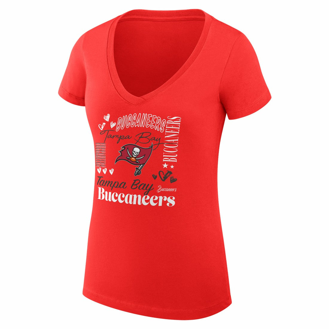 NFL Tampa Bay Buccaneers G-III 4Her by Carl Banks Women's Super-Slim Fit Lightweight Collage Team V-Neck T-Shirt
