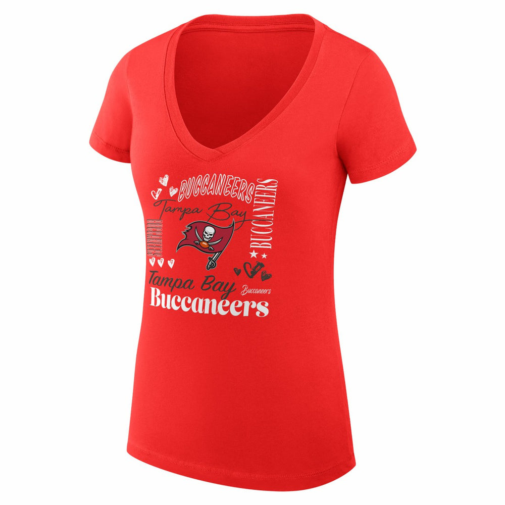 NFL Tampa Bay Buccaneers G-III 4Her by Carl Banks Women's Super-Slim Fit Lightweight Collage Team V-Neck T-Shirt