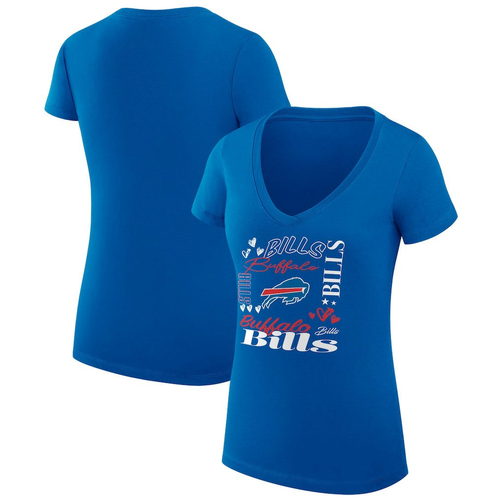 NFL Buffalo Bills G-III 4Her by Carl Banks Women's Super-Slim Fit Lightweight Collage Team V-Neck T-Shirt