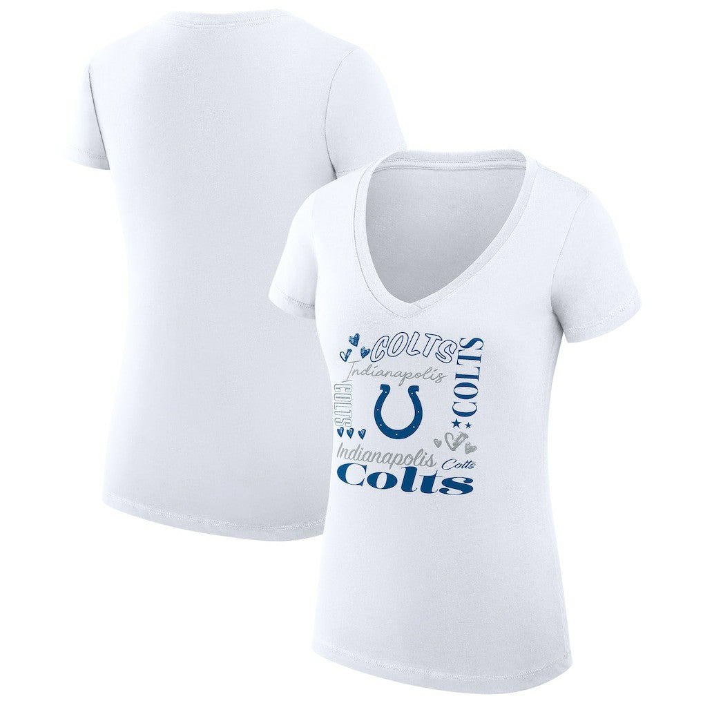 NFL Indianapolis Colts G-III 4Her by Carl Banks Women's Super-Slim Fit Lightweight Collage Team V-Neck T-Shirt