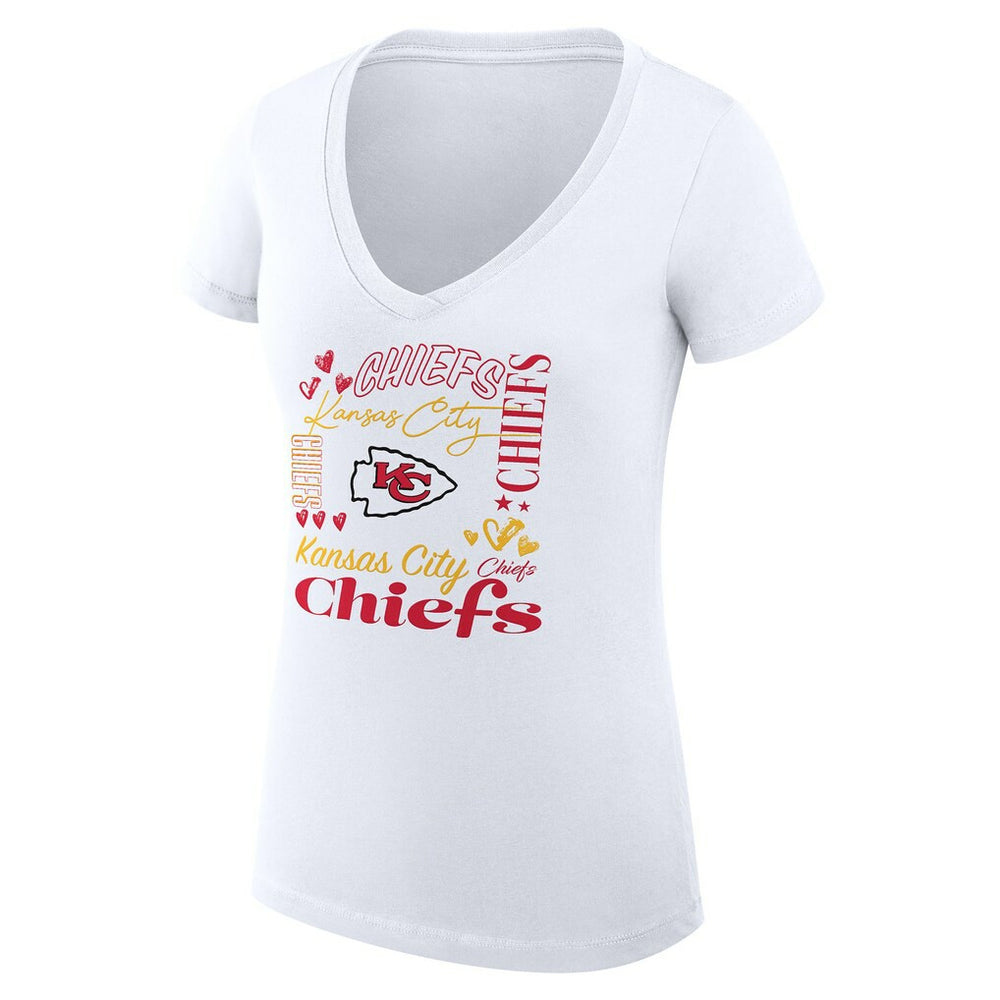 NFL Kansas City Chiefs G-III 4Her by Carl Banks Women's Super-Slim Fit Lightweight Collage Team V-Neck T-Shirt