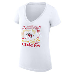 NFL Kansas City Chiefs G-III 4Her by Carl Banks Women's Super-Slim Fit Lightweight Collage Team V-Neck T-Shirt