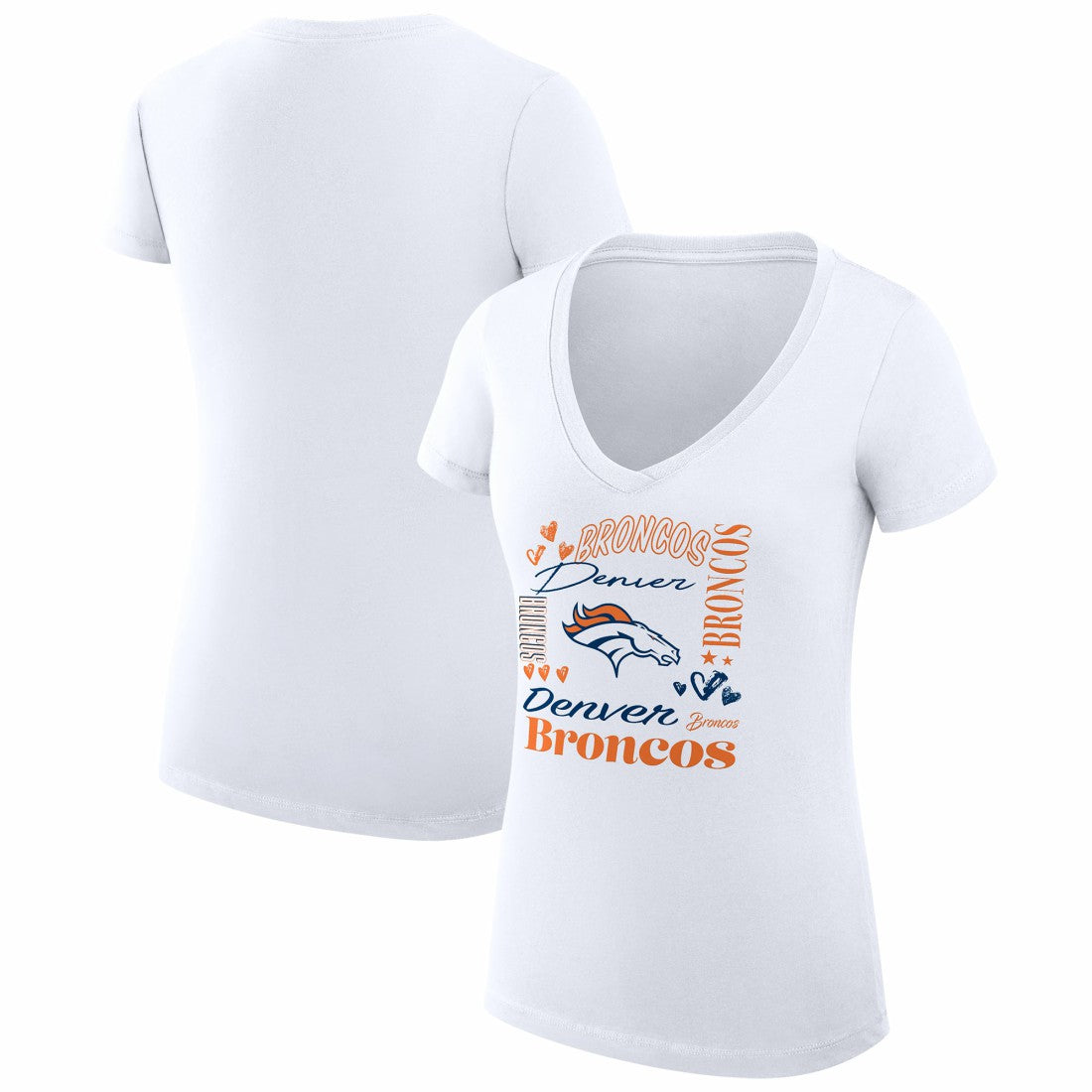 NFL Denver Broncos G-III 4Her by Carl Banks Women's Super-Slim Fit Lightweight Collage Team V-Neck T-Shirt