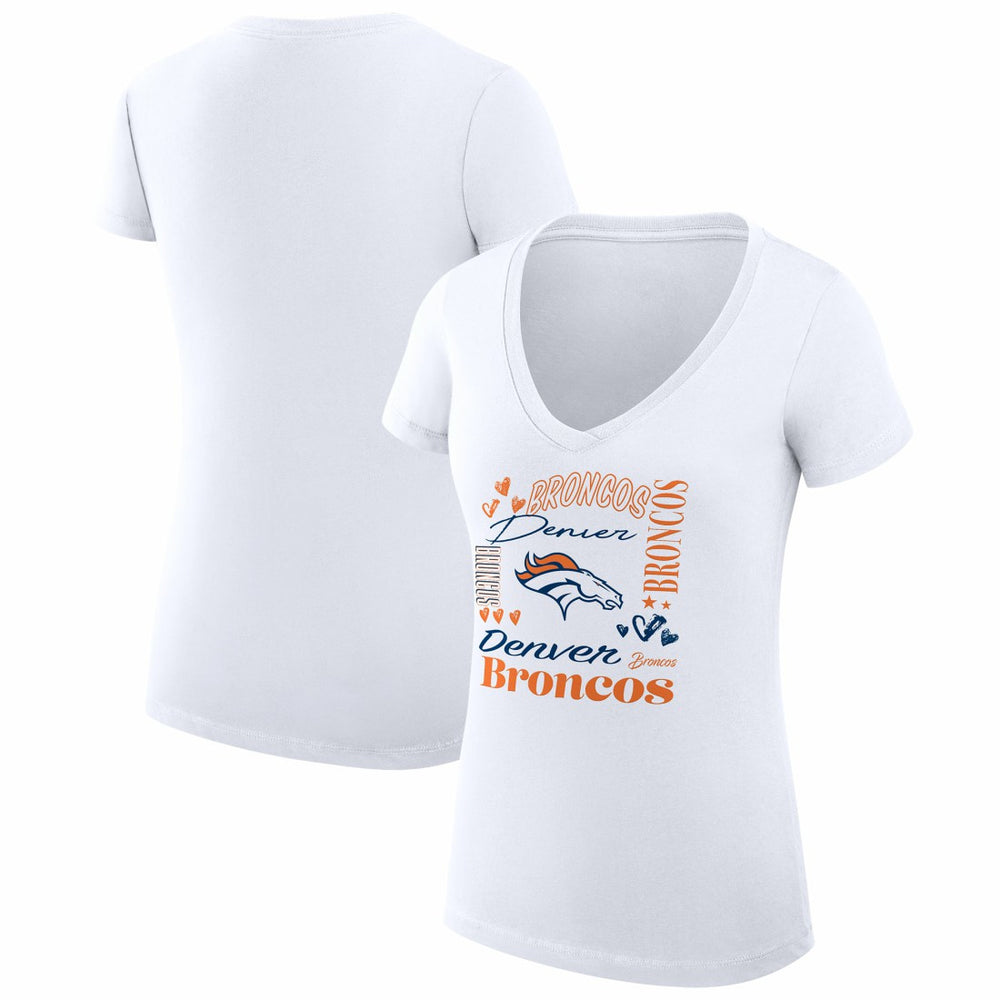 NFL Denver Broncos G-III 4Her by Carl Banks Women's Super-Slim Fit Lightweight Collage Team V-Neck T-Shirt