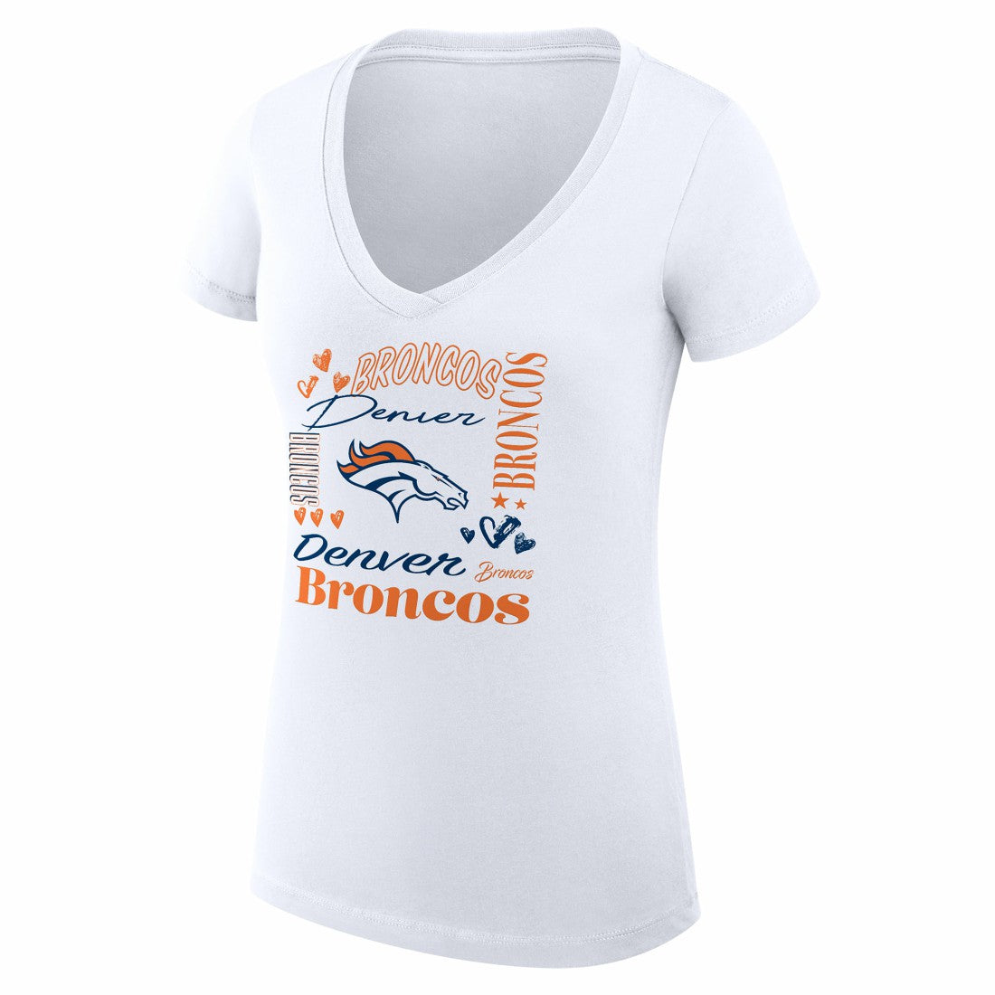NFL Denver Broncos G-III 4Her by Carl Banks Women's Super-Slim Fit Lightweight Collage Team V-Neck T-Shirt
