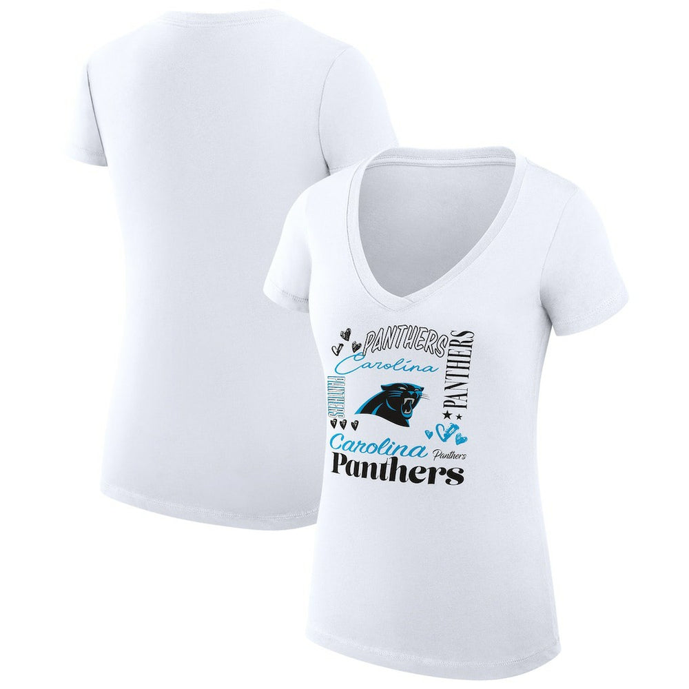 NFL Carolina Panthers G-III 4Her by Carl Banks Women's Super-Slim Fit Lightweight Collage Team V-Neck T-Shirt