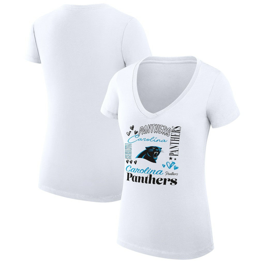 NFL Carolina Panthers G-III 4Her by Carl Banks Women's Super-Slim Fit Lightweight Collage Team V-Neck T-Shirt