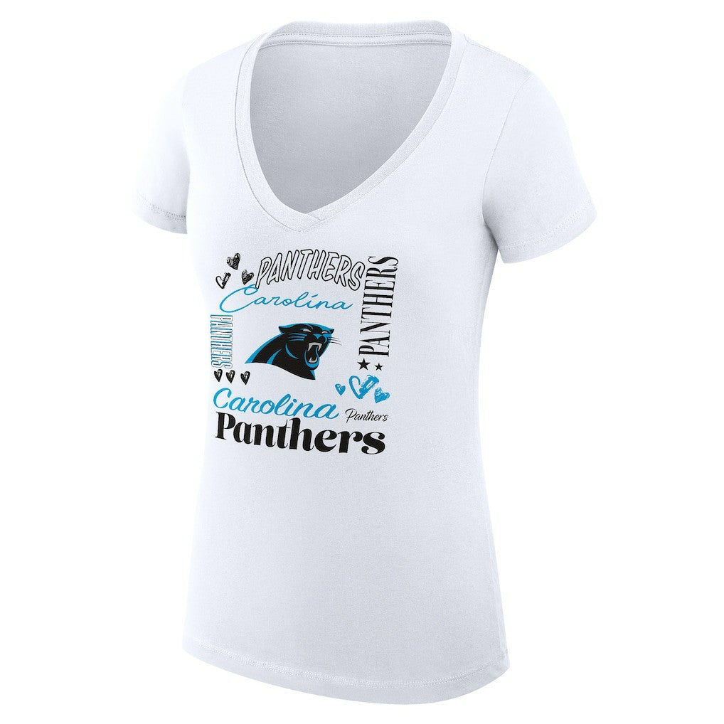 NFL Carolina Panthers G-III 4Her by Carl Banks Women's Super-Slim Fit Lightweight Collage Team V-Neck T-Shirt