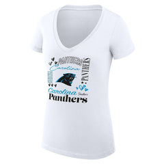 NFL Carolina Panthers G-III 4Her by Carl Banks Women's Super-Slim Fit Lightweight Collage Team V-Neck T-Shirt