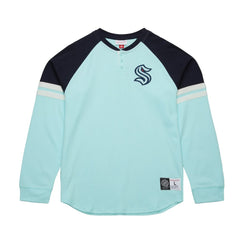 Seattle Kraken Mitchell & Ness Thermal Henley Long Sleeve T-Shirt