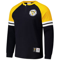 Pittsburgh Penguins Mitchell & Ness Thermal Henley Long Sleeve T-Shirt