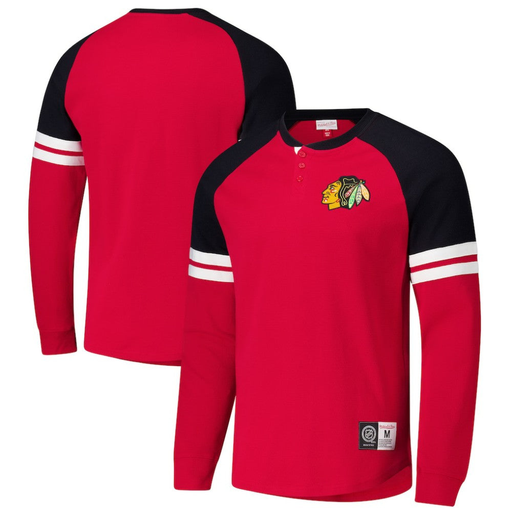 Chicago Blackhawks Mitchell & Ness Thermal Henley Long Sleeve T-Shirt