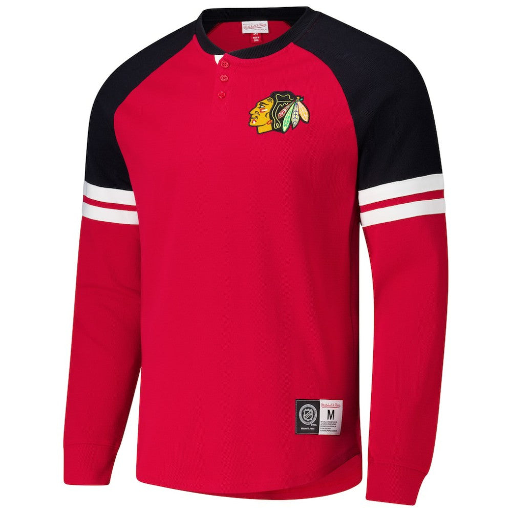 Chicago Blackhawks Mitchell & Ness Thermal Henley Long Sleeve T-Shirt