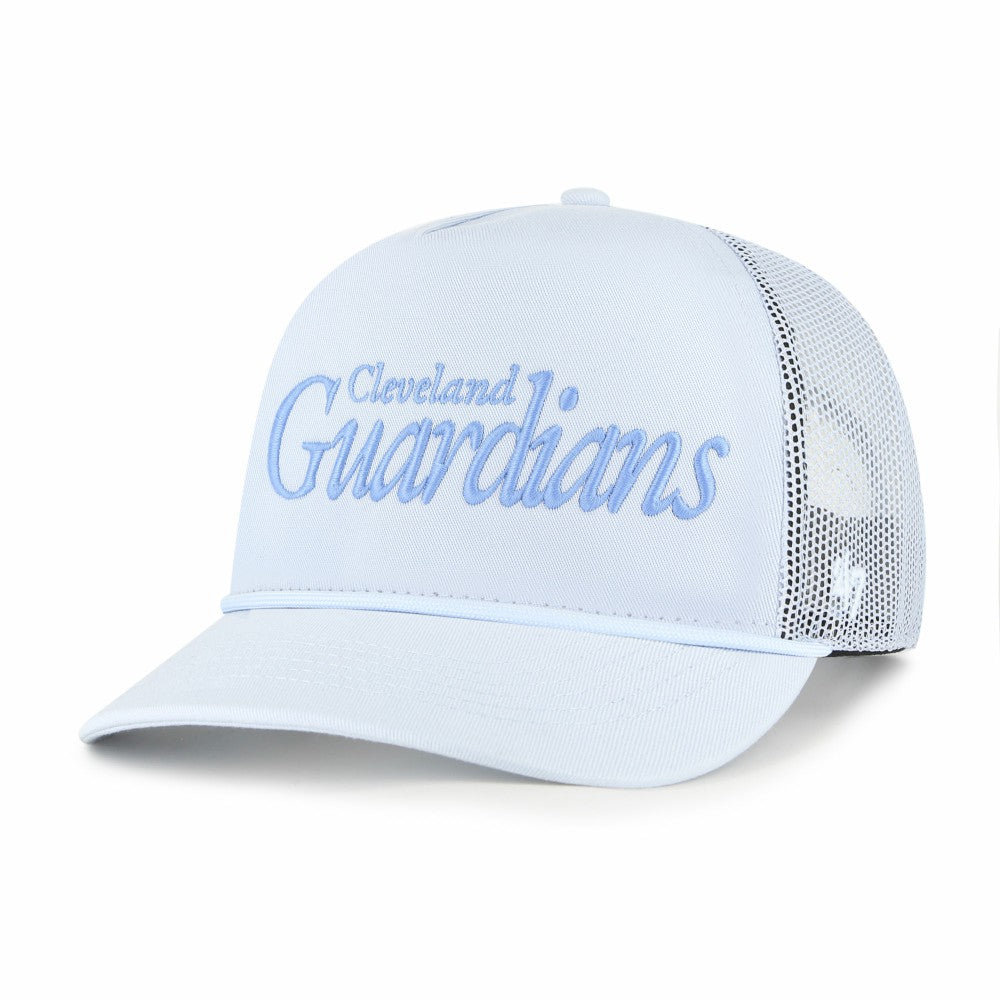 Cleveland Guardians Foundation Script Hitch Adjustable Trucker Hat - Light Blue | 47 brand