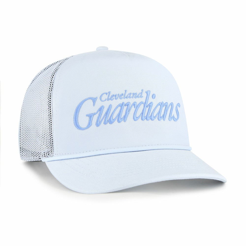 Cleveland Guardians Foundation Script Hitch Adjustable Trucker Hat - Light Blue | 47 brand