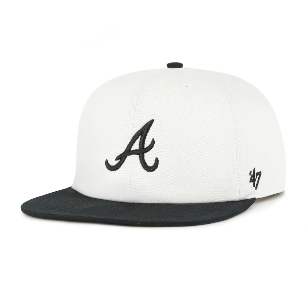 Atlanta Braves Foundation Captain Snapback Hat - White/Black | 47 brand