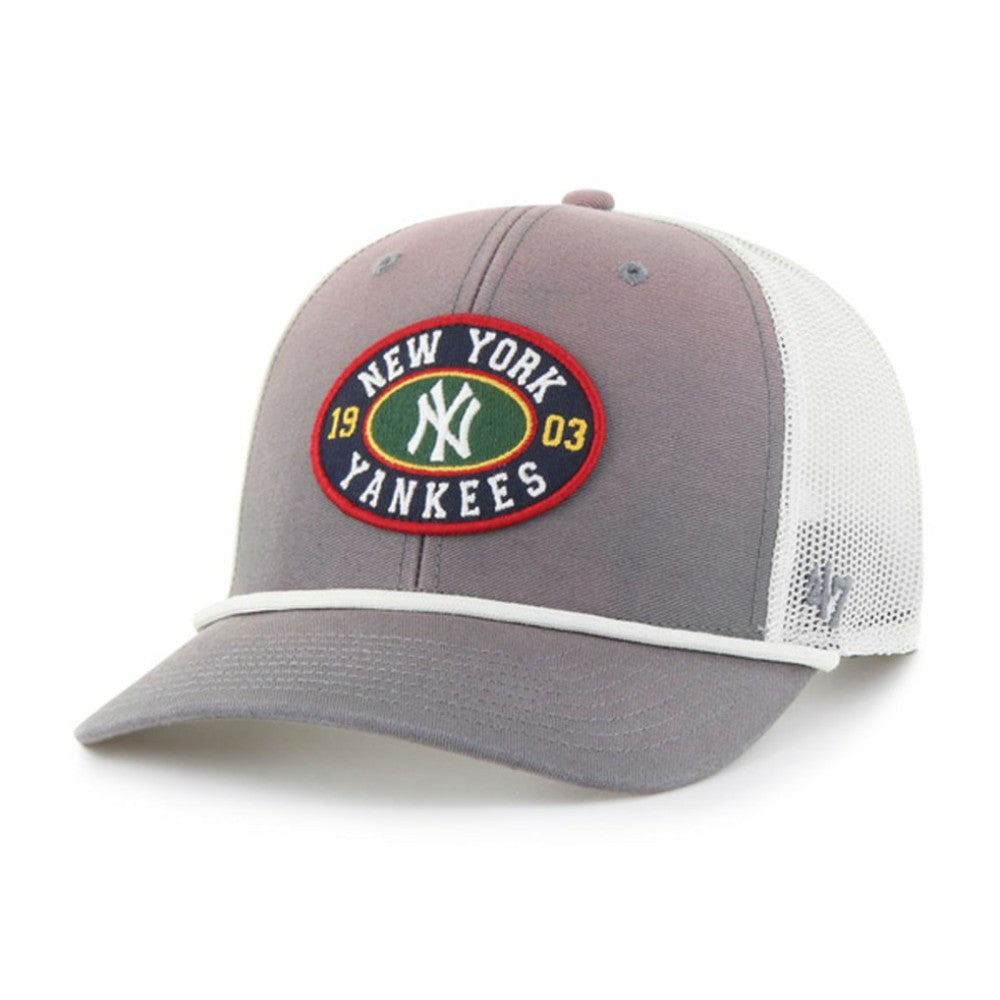 New York Yankees Tide Sweep Rope Trucker Adjustable Hat - Gray/White | 47 brand