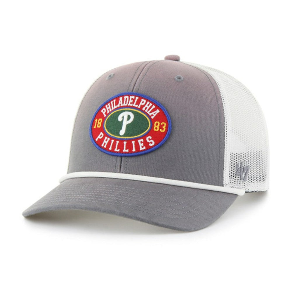 Philadelphia Phillies Tide Sweep Rope Trucker Adjustable Hat - Gray/White | 47 brand