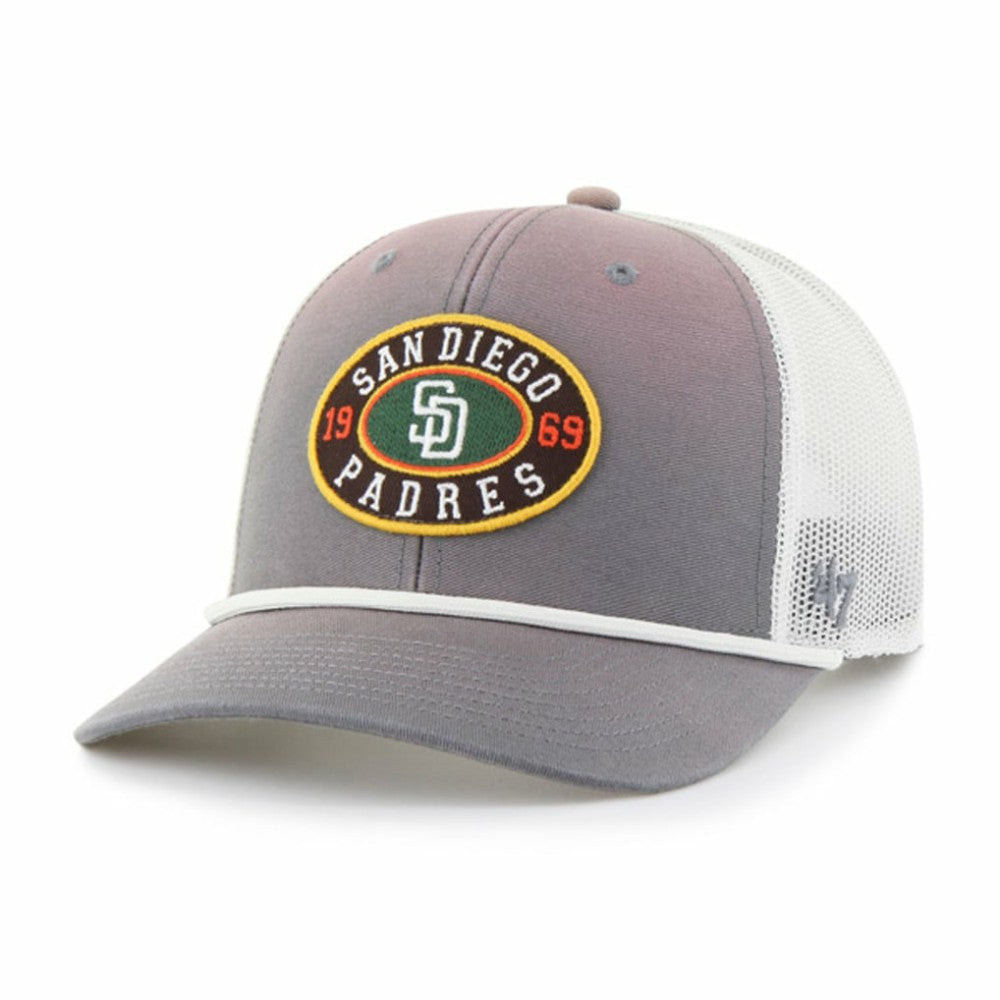 San Diego Padres Tide Sweep Rope Trucker Adjustable Hat - Gray/White | 47 brand