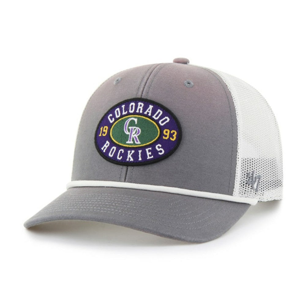 Colorado Rockies Tide Sweep Rope Trucker Adjustable Hat - Gray/White | 47 brand
