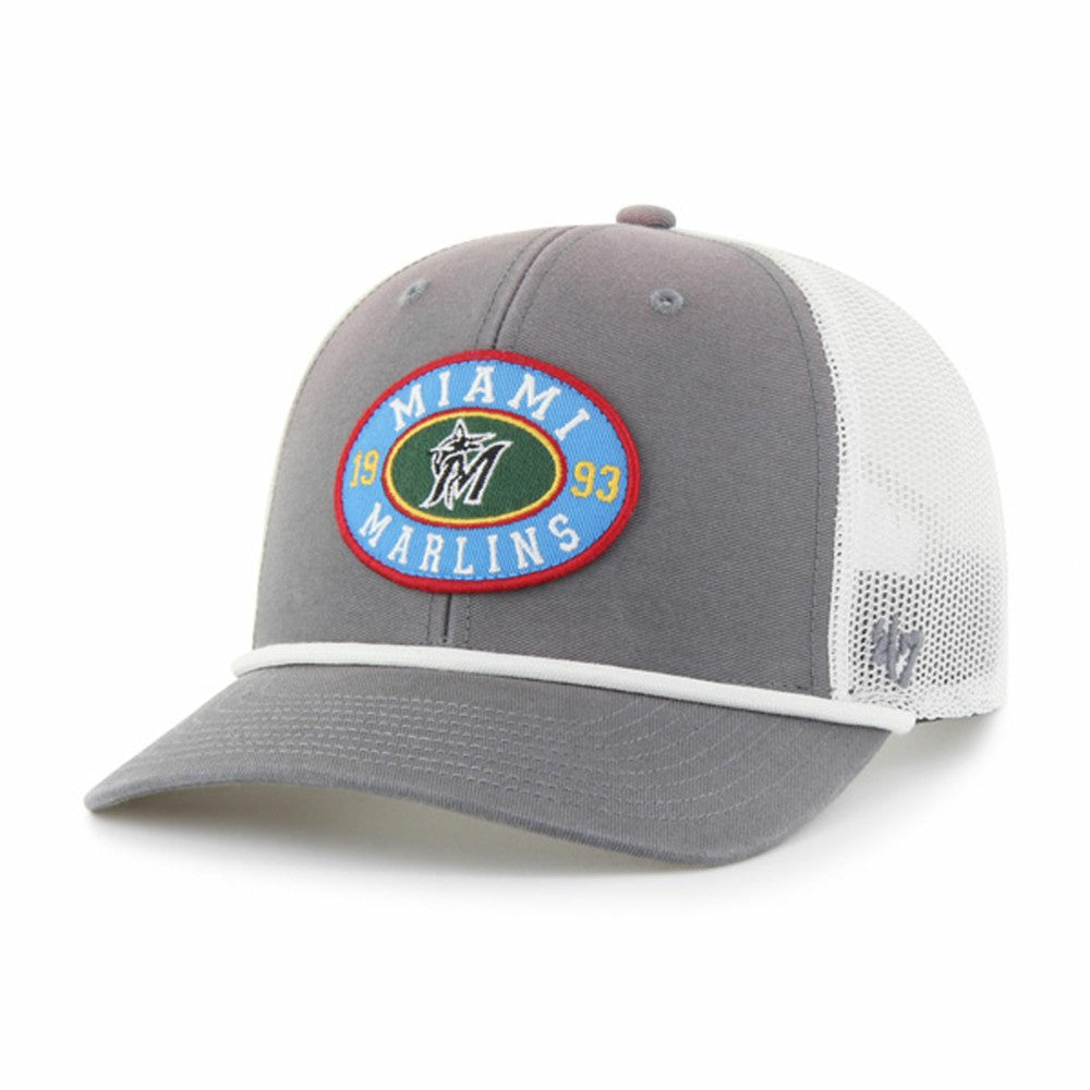 Miami Marlins Tide Sweep Rope Trucker Adjustable Hat - Gray/White | 47 brand
