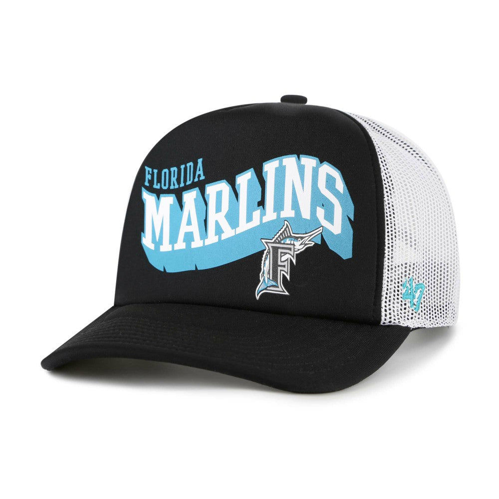Miami Marlins Meander Foam Trucker Snapback Hat - Black | 47 brand