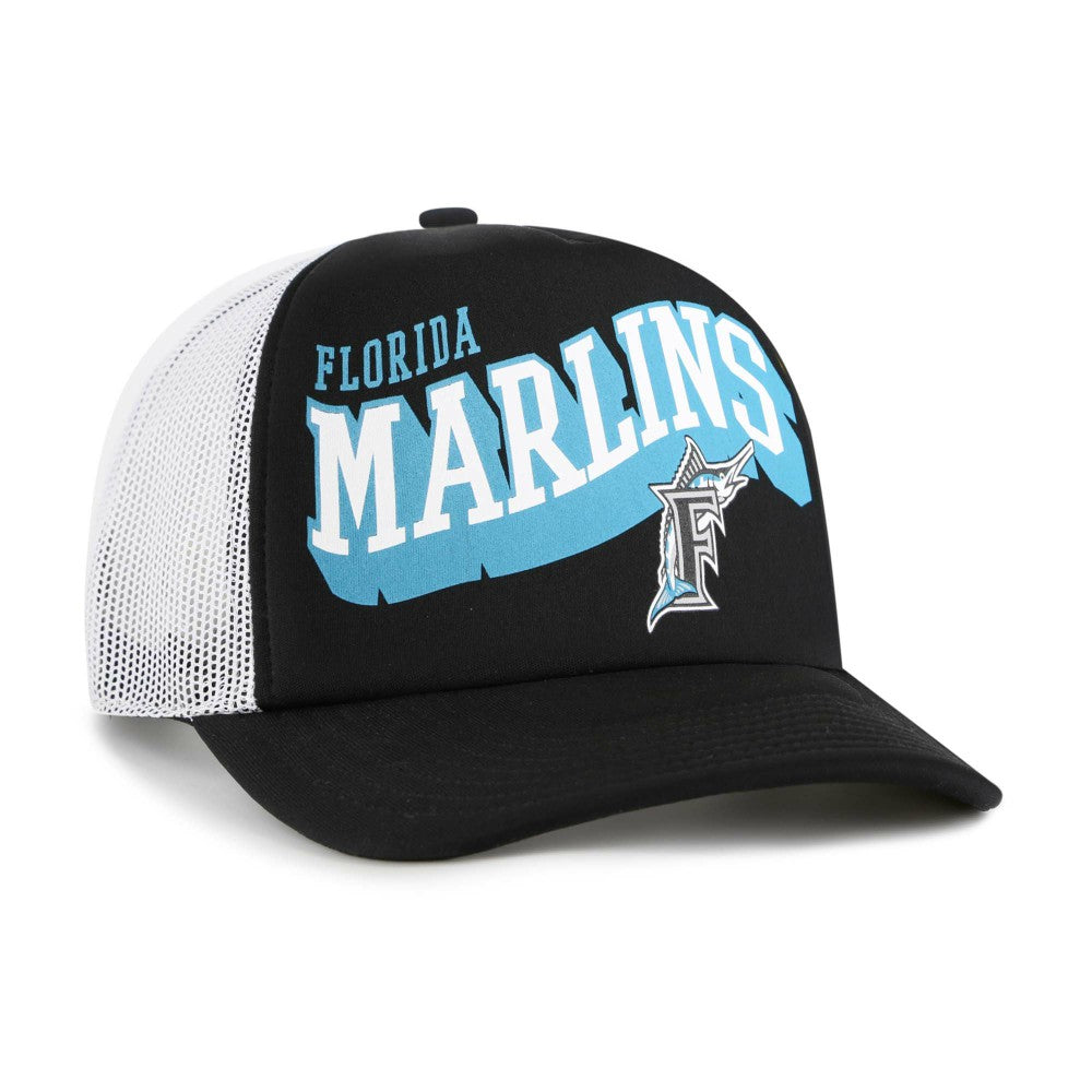 Miami Marlins Meander Foam Trucker Snapback Hat - Black | 47 brand