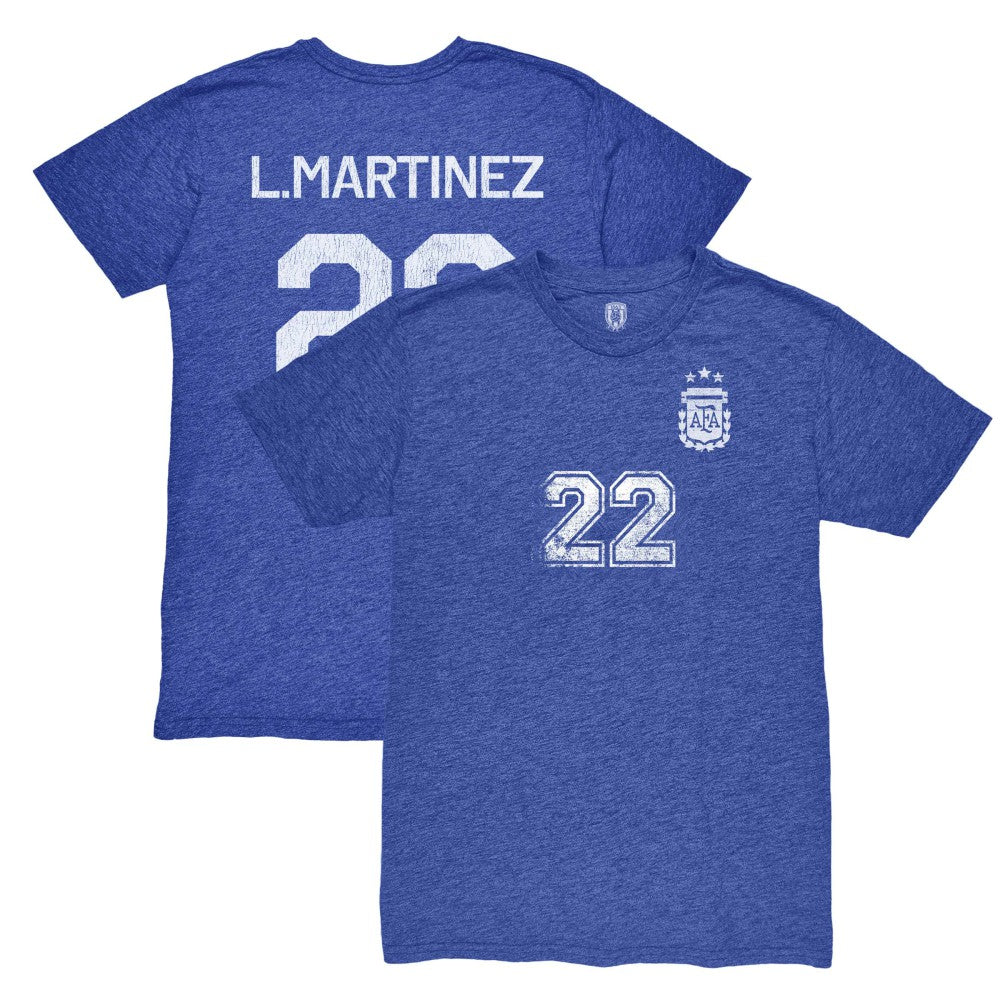 Lautaro Martinez Argentina National Team 1863FC Retro Player Tri-Blend T-Shirt / Soccer Hot sale