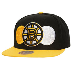 Boston Bruins Mitchell & Ness Soul Triple Up Snapback Hat