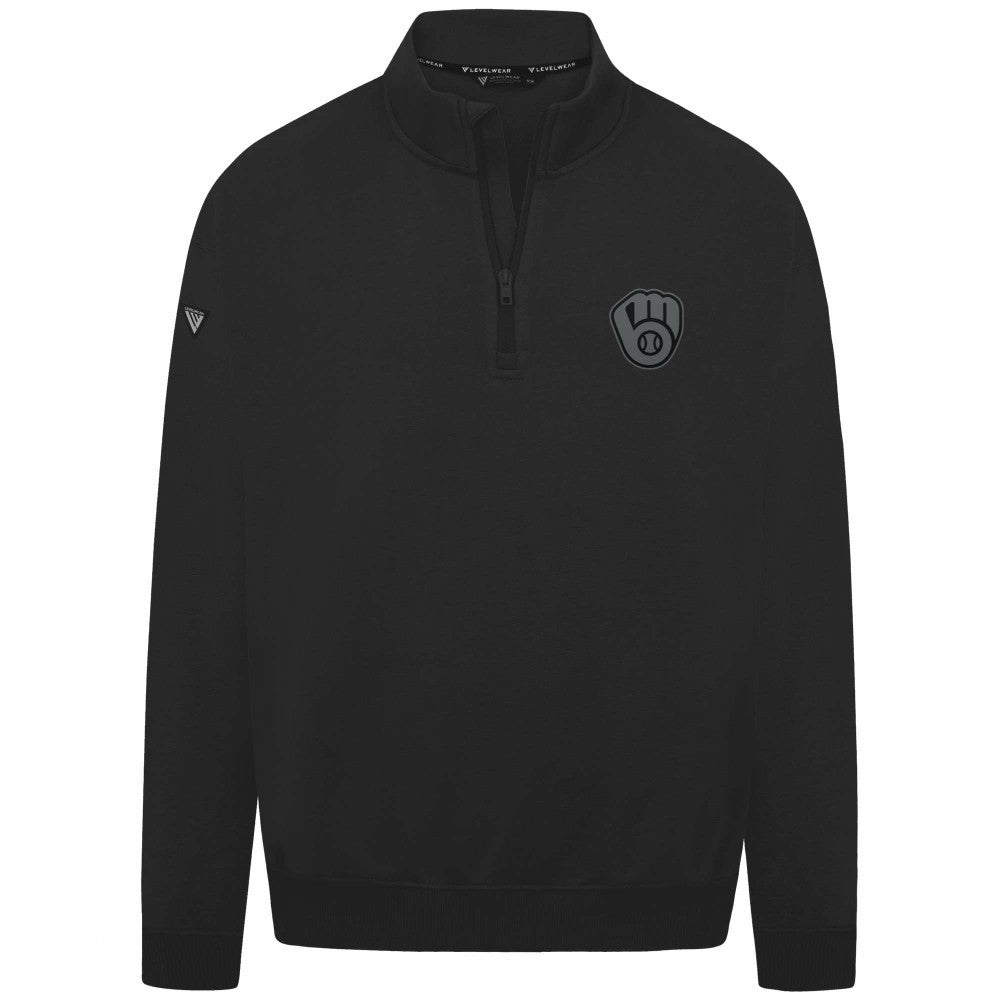Milwaukee Brewers Levelwear Murray Nightfall Quarter-Zip Top - Black