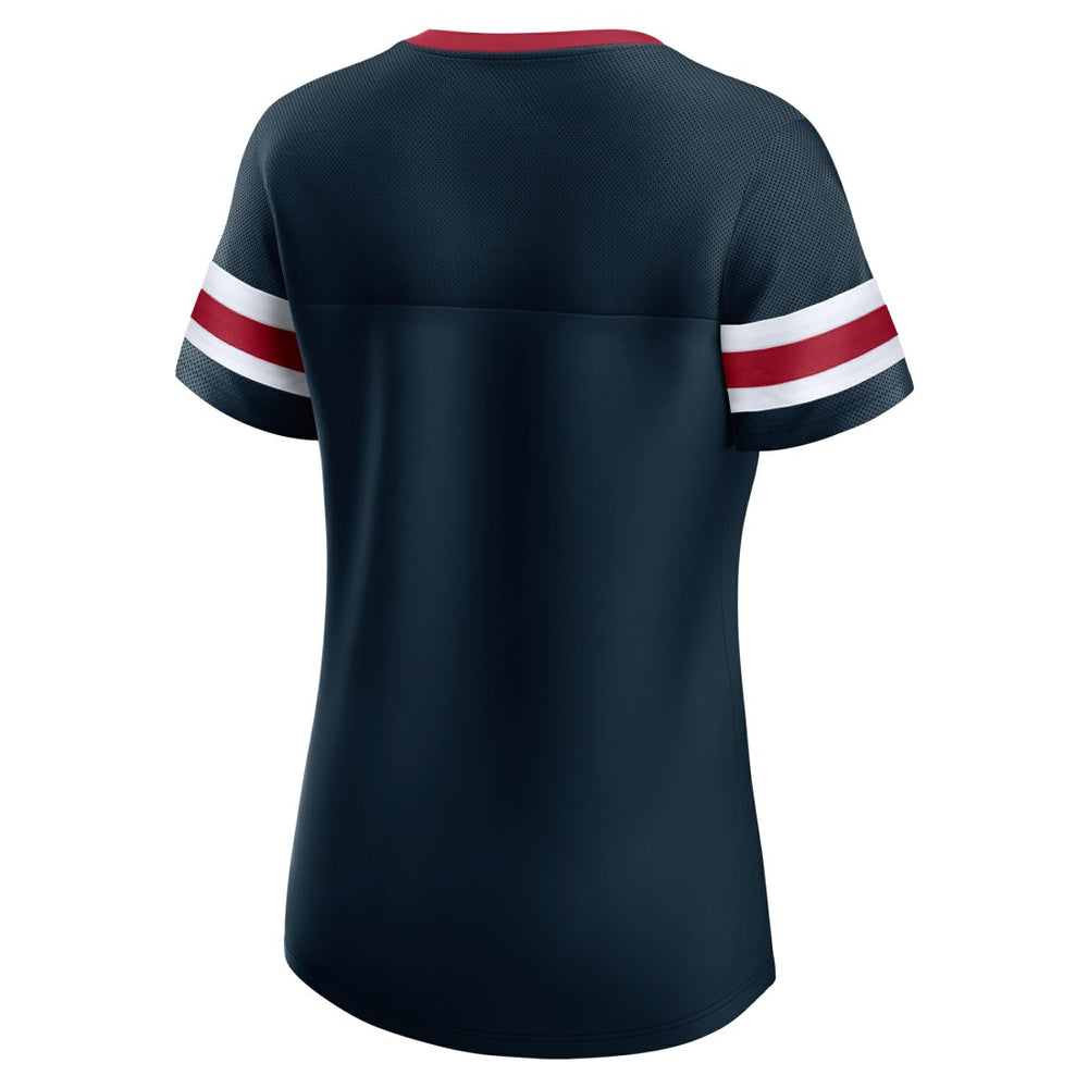 NFL Houston Texans Women's Iconic Bling Athena Lace-Up V-Neck T-Shirt