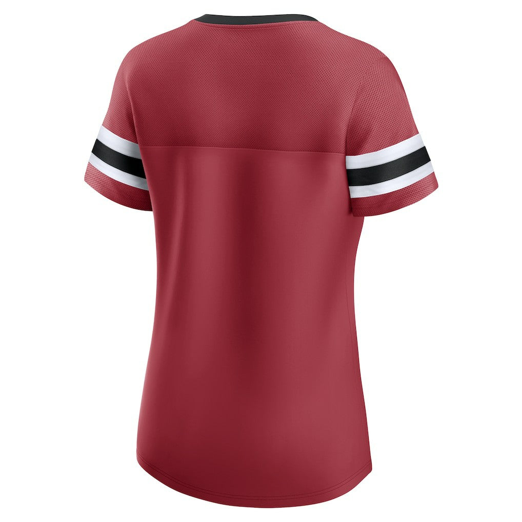 NFL Arizona Cardinals Women's Iconic Bling Athena Lace-Up V-Neck T-Shirt