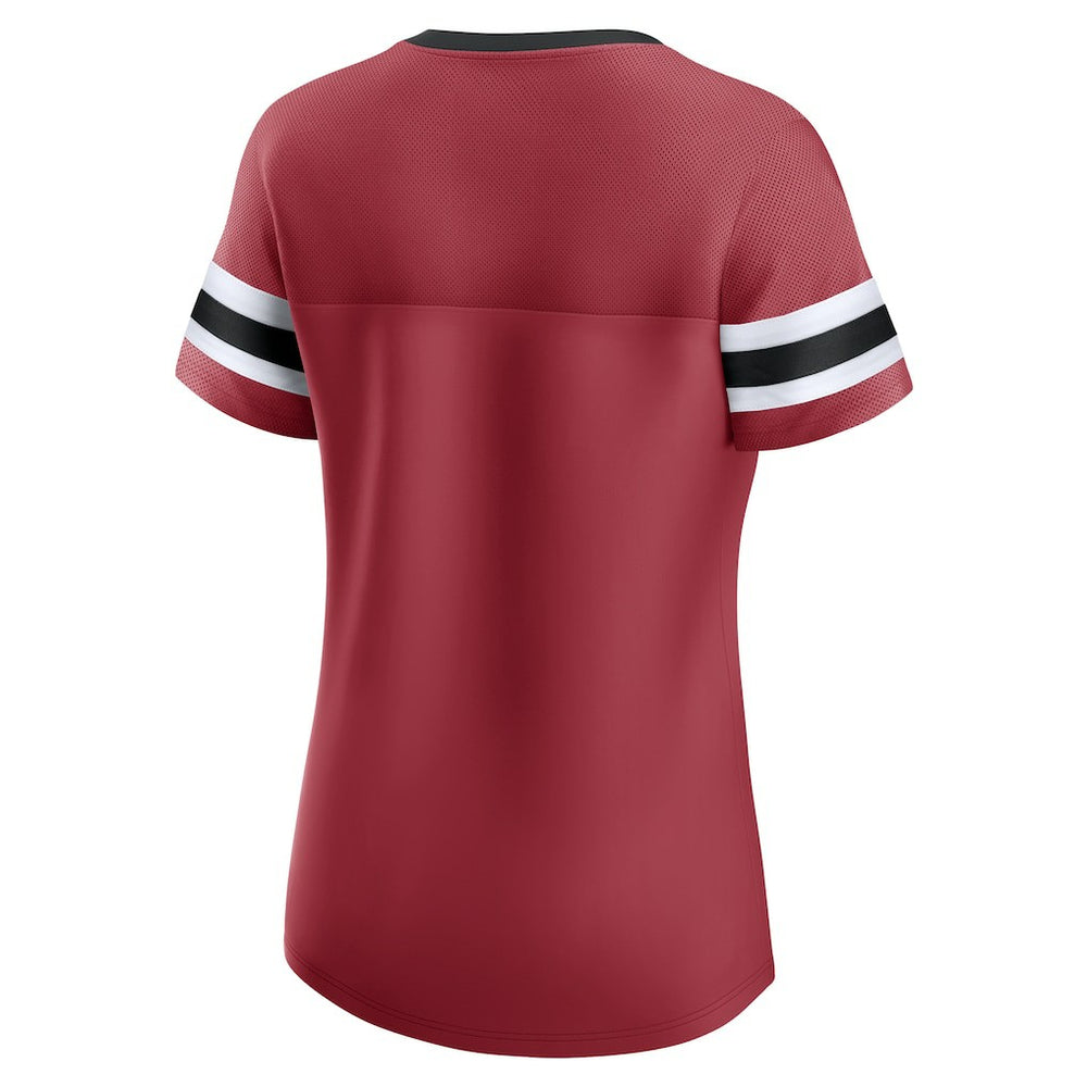NFL Arizona Cardinals Women's Iconic Bling Athena Lace-Up V-Neck T-Shirt