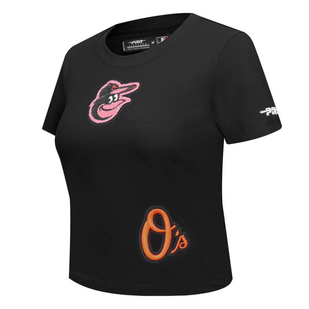 Baltimore Orioles Pro Standard Women's Game Day Classics Baby Doll Cropped T-Shirt - Black