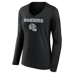 NFL Las Vegas Raiders Brock Bowers  Women's Name & Number Team Wordmark Long Sleeve V-Neck T-Shirt