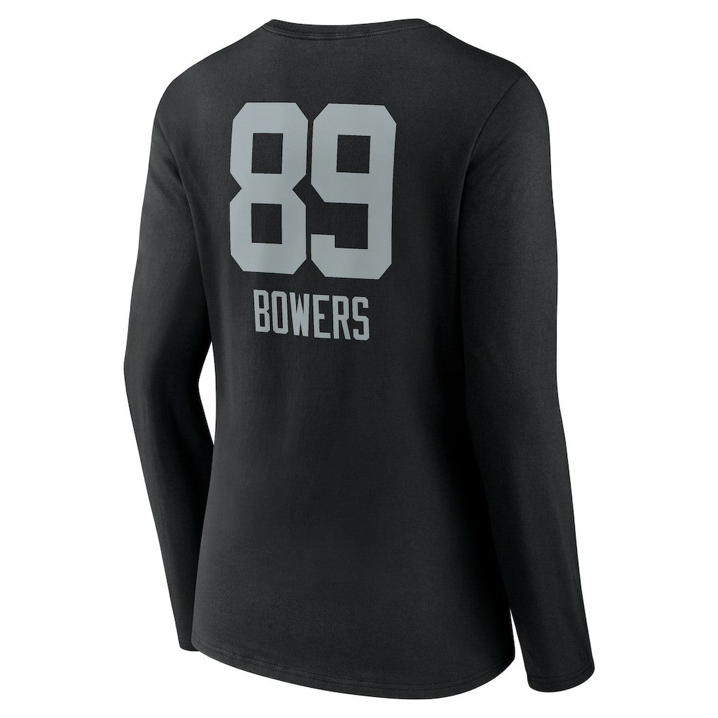 NFL Las Vegas Raiders Brock Bowers  Women's Name & Number Team Wordmark Long Sleeve V-Neck T-Shirt