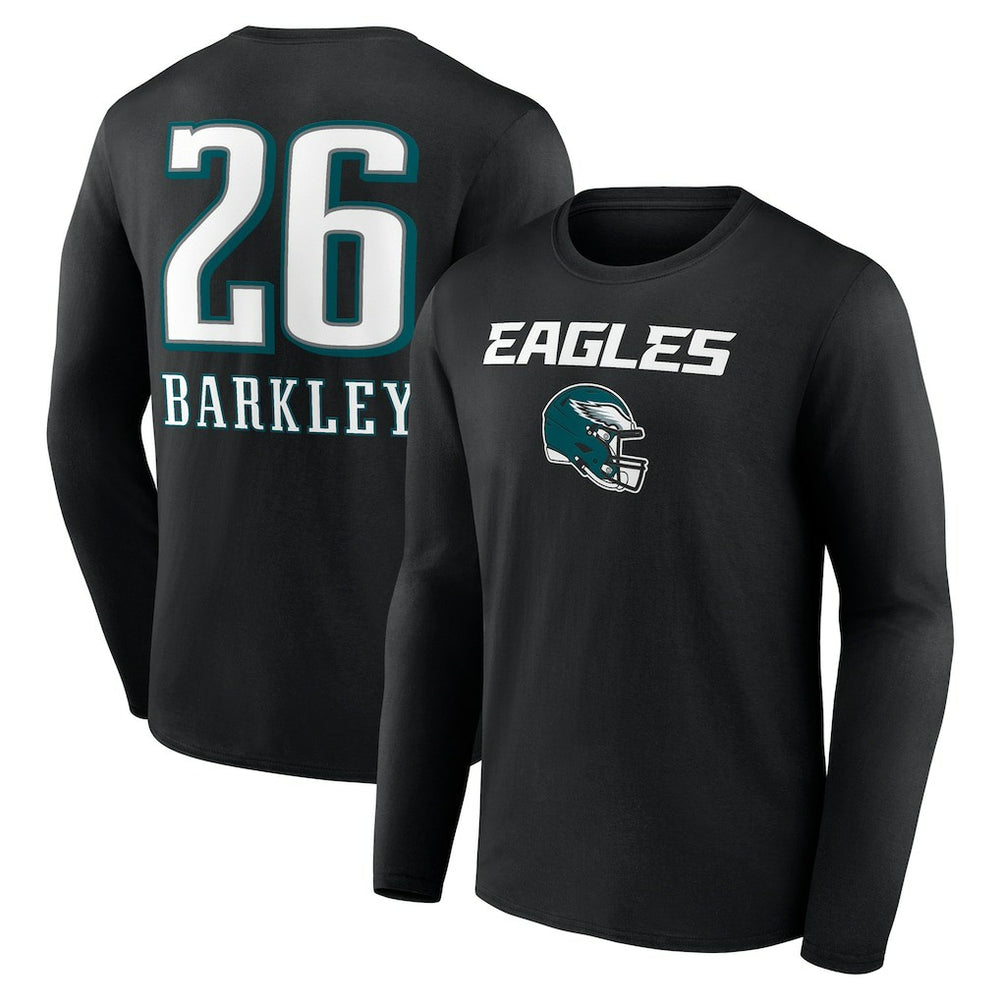 NFL Philadelphia Eagles Saquon Barkley  Name & Number Team Wordmark Long Sleeve T-Shirt