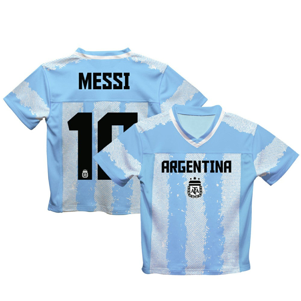 Lionel Messi Argentina National Team Vive La Fete Youth Painted Stripes Football Jersey / Soccer Online