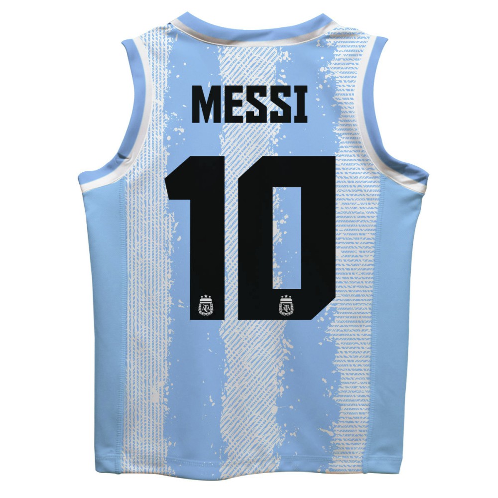 Lionel Messi Argentina National Team Vive La Fete Youth Painted Stripes Basketball Jersey / Soccer For sale