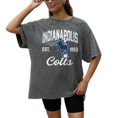NFL Indianapolis Colts Gameday Couture Women's Throwback Oversized Snow Wash T-Shirt