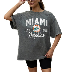 NFL Miami Dolphins Gameday Couture Women's Throwback Oversized Snow Wash T-Shirt