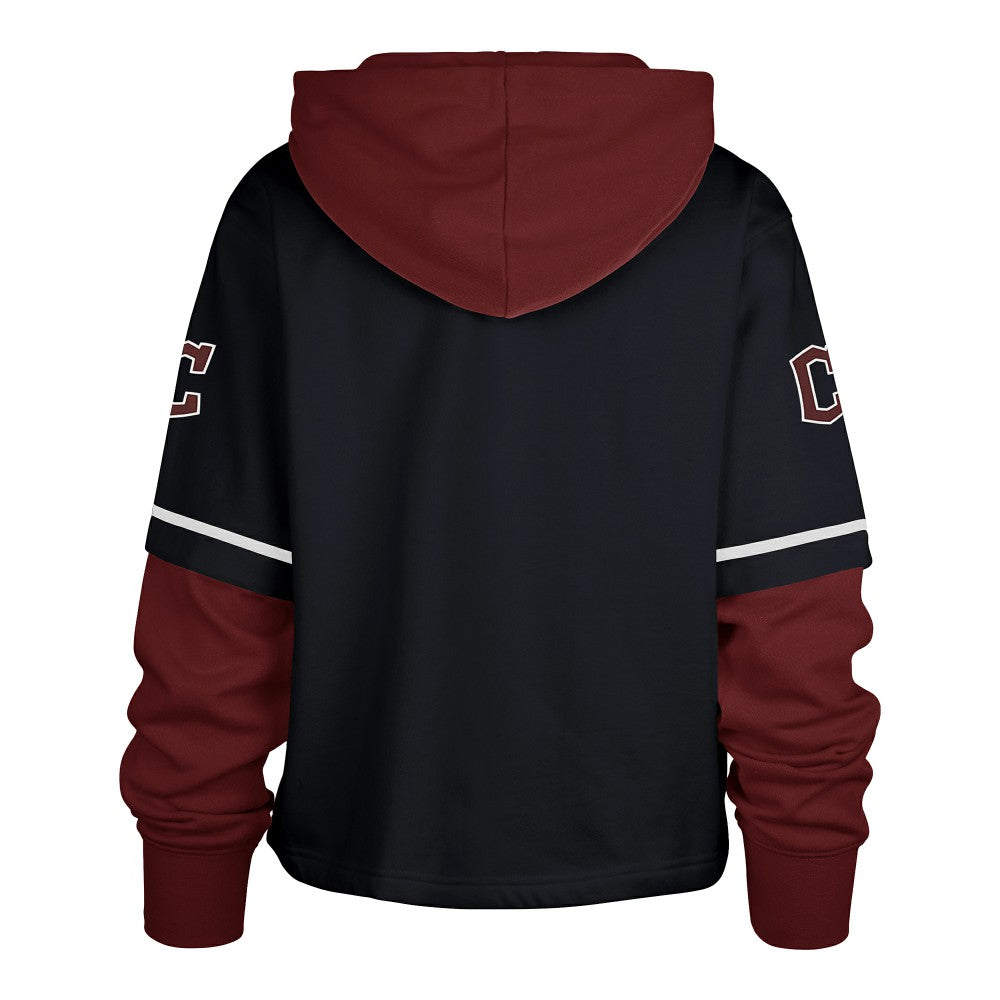 Cleveland Guardians Women's City Connect Shortstop Cropped Pullover Hoodie - Navy | 47 brand