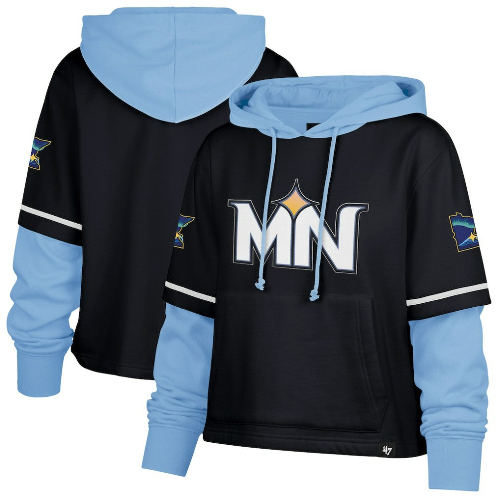 Minnesota Twins Women's City Connect Shortstop Cropped Pullover Hoodie - Navy | 47 brand