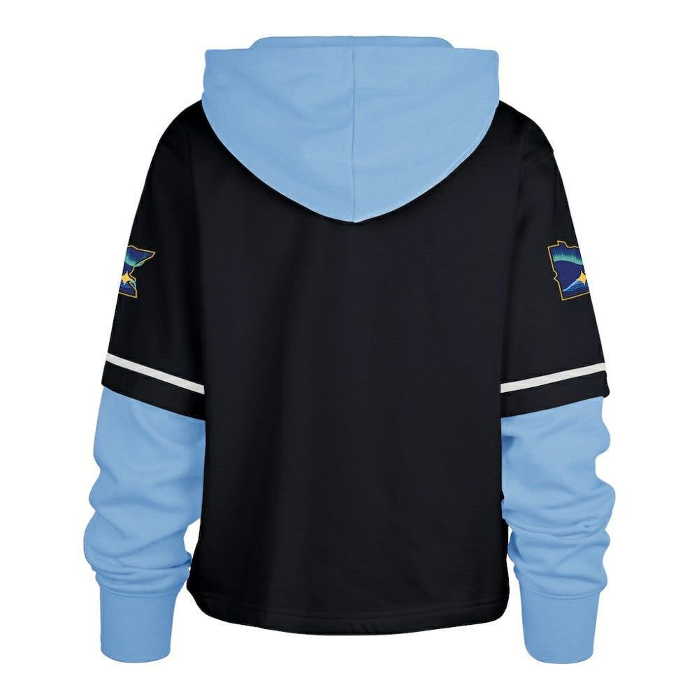 Minnesota Twins Women's City Connect Shortstop Cropped Pullover Hoodie - Navy | 47 brand