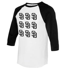 San Diego Padres Tiny Turnip Women's Logo Grid 3/4 Sleeve Raglan T-Shirt - White/Black
