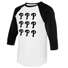 Philadelphia Phillies Tiny Turnip Women's Logo Grid 3/4 Sleeve Raglan T-Shirt - White/Black